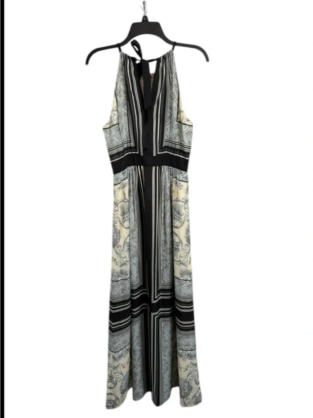 Vince Camuto Black Gray Cream Maxi Dress Sz(4) - Picture 2 of 4